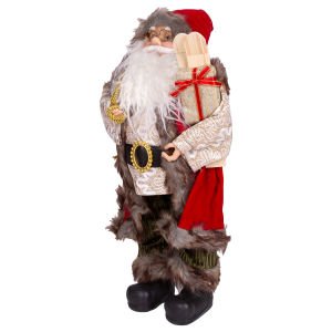 Yılbaşı Noel Baba Yeşil Pantolonlu Kayak Takımlı Kırmızı-Yeşil 45 Cm.