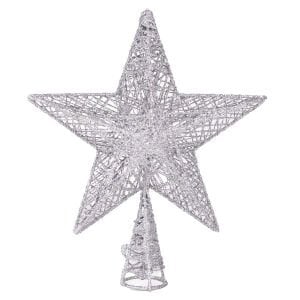 Yılbaşı Çam Ağacı Tepe Süsü, Simli, Lame - 21x23 cm