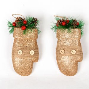 Yılbaşı Süsü Eldiven Berry'li 2'li Paket Dore 12x18,5 Cm.