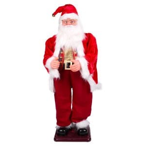Yılbaşı Noel Baba Büyük Boy Hareketli Ve Müzikli Kırmızı 120 Cm.