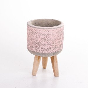 Veramaya Ayaklı Yıldız Desenli Pembe Beton Sukulent Saksı 7,5x11,5 Cm