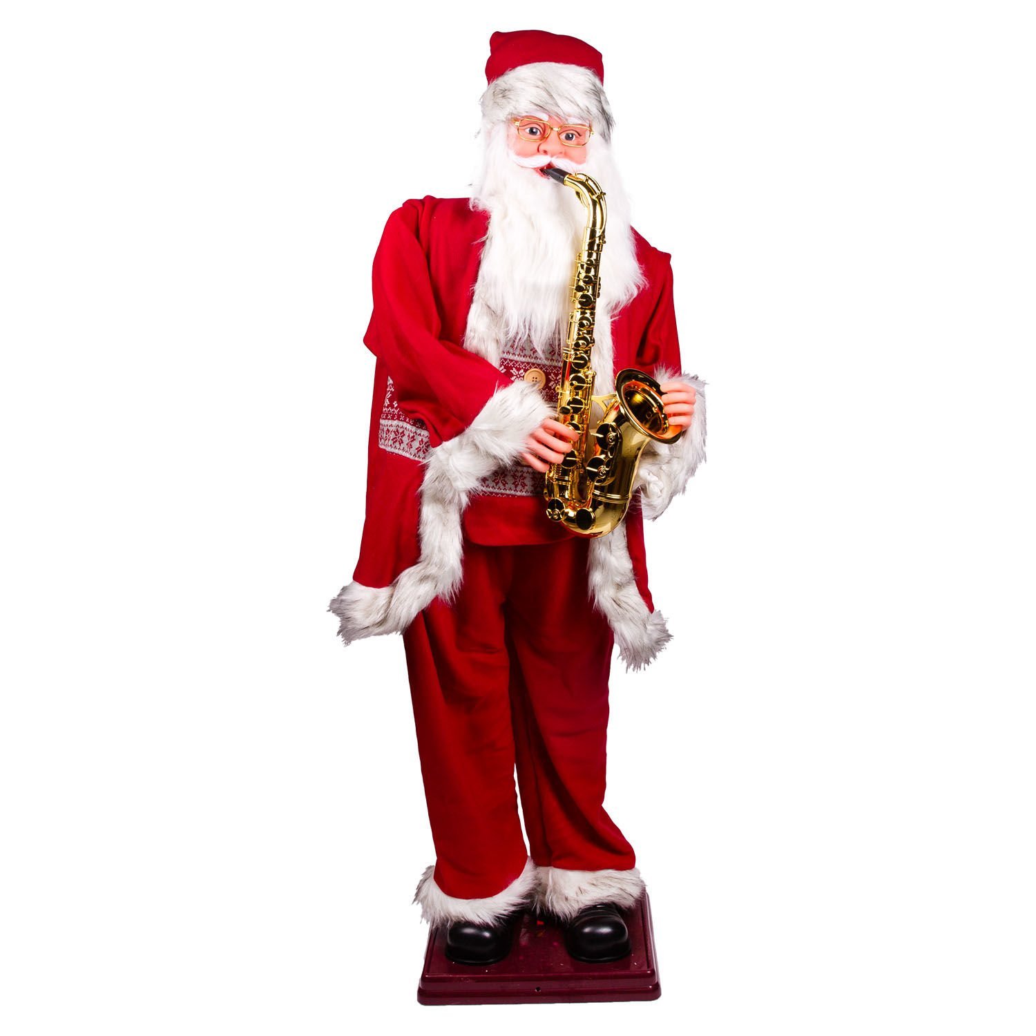 Yılbaşı Noel Baba Büyük Boy Saksafonlu Hareketli Ve Müzikli 180 Cm.