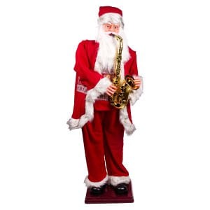 Yılbaşı Noel Baba Büyük Boy Saksafonlu Hareketli Ve Müzikli 180 Cm.