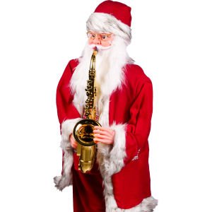 Yılbaşı Noel Baba Büyük Boy Saksafonlu Hareketli Ve Müzikli 180 Cm.