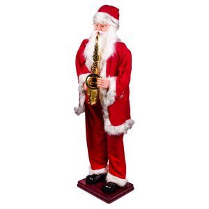 Yılbaşı Noel Baba Büyük Boy Saksafonlu Hareketli Ve Müzikli 180 Cm.