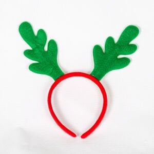 Yılbaşı Süsü, Taç, Geyik Boynuzu Figürlü, Yeşil-Kırmızı - 23x24 cm