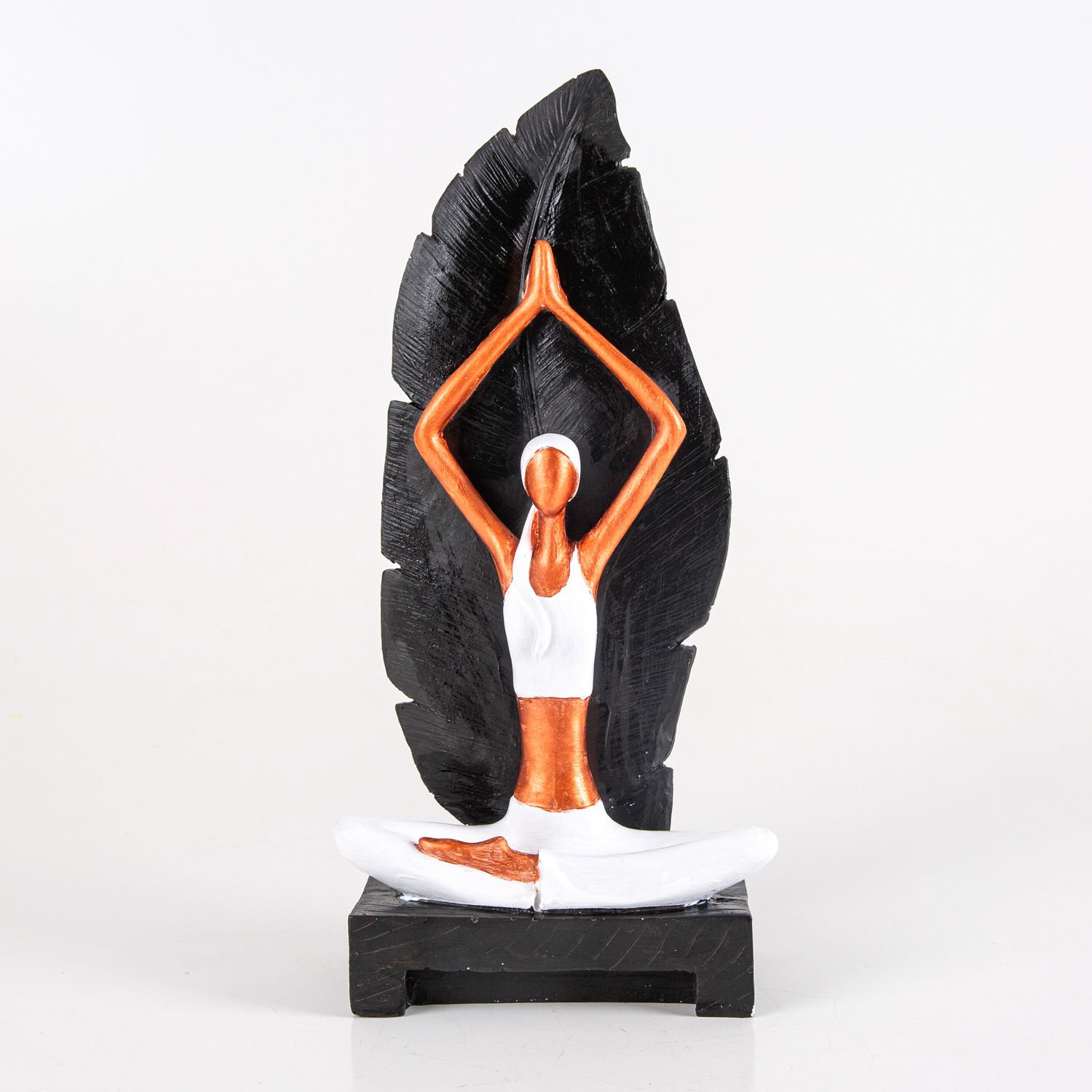 Yapraklı Yoga Yapan Kadın Figür Siyah-Bakır Renk 14 x 34 Cm.