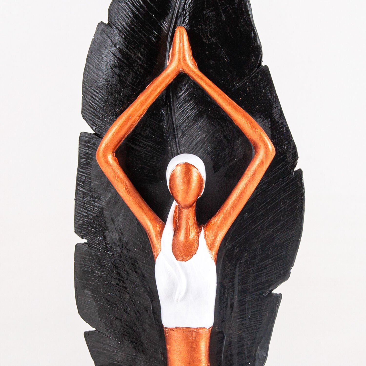 Figür, Yoga Yapan Kadın, Yapraklı, Siyah-Bakır Renk - 14x34 cm