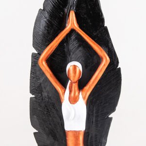 Yapraklı Yoga Yapan Kadın Figür Siyah-Bakır Renk 14 x 34 Cm.