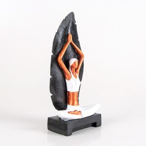 Yapraklı Yoga Yapan Kadın Figür Siyah-Bakır Renk 14 x 34 Cm.