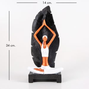 Yapraklı Yoga Yapan Kadın Figür Siyah-Bakır Renk 14 x 34 Cm.