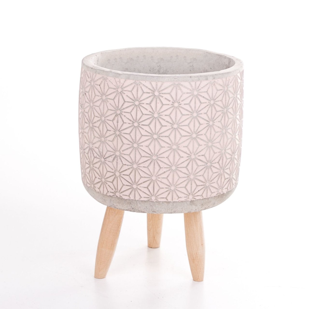 Veramaya Ayaklı Yıldız Desenli Somon Renk Beton Saksı14x20,5 Cm