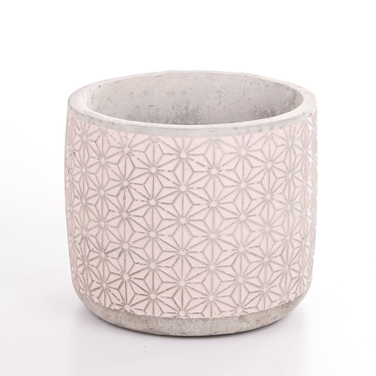 Veramaya Yıldız Desenli Somon Renk Beton Saksı 14x12,5 Cm