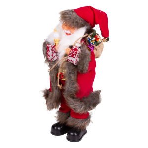 Yılbaşı Noel Baba Işıklı Hareketli Ve Müzikli Asalı Kırmızı 40 Cm.