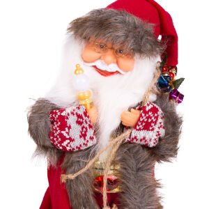 Yılbaşı Noel Baba Işıklı Hareketli Ve Müzikli Asalı Kırmızı 40 Cm.