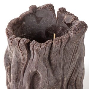 Ağaç Kütüğü Desenli Mum Kahverengi ( Ebat 10x13x10 Cm.)