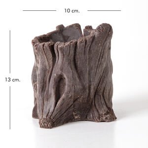 Ağaç Kütüğü Desenli Mum Kahverengi ( Ebat 10x13x10 Cm.)