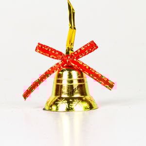 Yılbaşı Süsü, Kurdeleli Çan, Dore - 12'li Paket, 2,5x3 cm