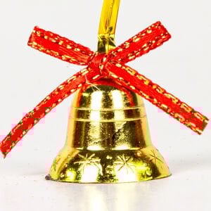Yılbaşı Süsü, Kurdeleli Çan, Dore - 12'li Paket, 2,5x3 cm