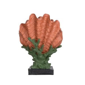 Dekoratif Mercan Boyunlu Deniz Kabuğu Polyester Vazo Bakır Renk 22 x 30 Cm.