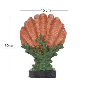 Dekoratif Mercan Boyunlu Deniz Kabuğu Polyester Vazo Bakır Renk 22 x 30 Cm.