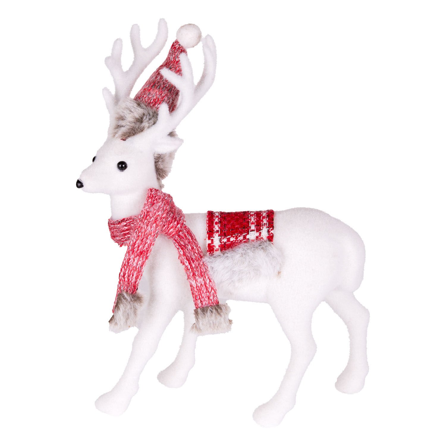 Yılbaşı Süsü Geyik Noel Şapkalı Kırmızı-Beyaz 23x32 Cm.