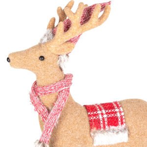 Yılbaşı Süsü Geyik  Noel Şapkalı Kahverengi 33x45 Cm.