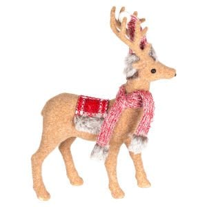 Yılbaşı Süsü, Geyik, Noel Şapkalı, Kahverengi - 23x32 cm
