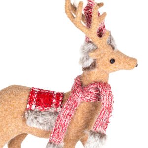 Yılbaşı Süsü Geyik  Noel Şapkalı Kahverengi 23x32 Cm.