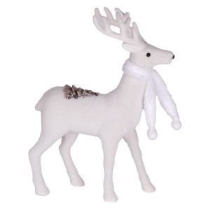 Yılbaşı Süsü, Geyik, Beyaz Atkılı, Beyaz - 30x13x45 cm