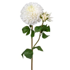 Yapay Yıldız Çiçeği Pompon Dahlia Islak Dokulu Beyaz 16x60 Cm.