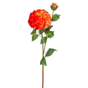 Yapay Yıldız Çiçeği Pompon Dahlia Islak Dokulu Turuncu 16x60 Cm.