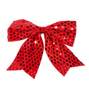 Yılbaşı Süsü Askılı Parlak Pullu Fiyonk Kırmızı 20x20 Cm.