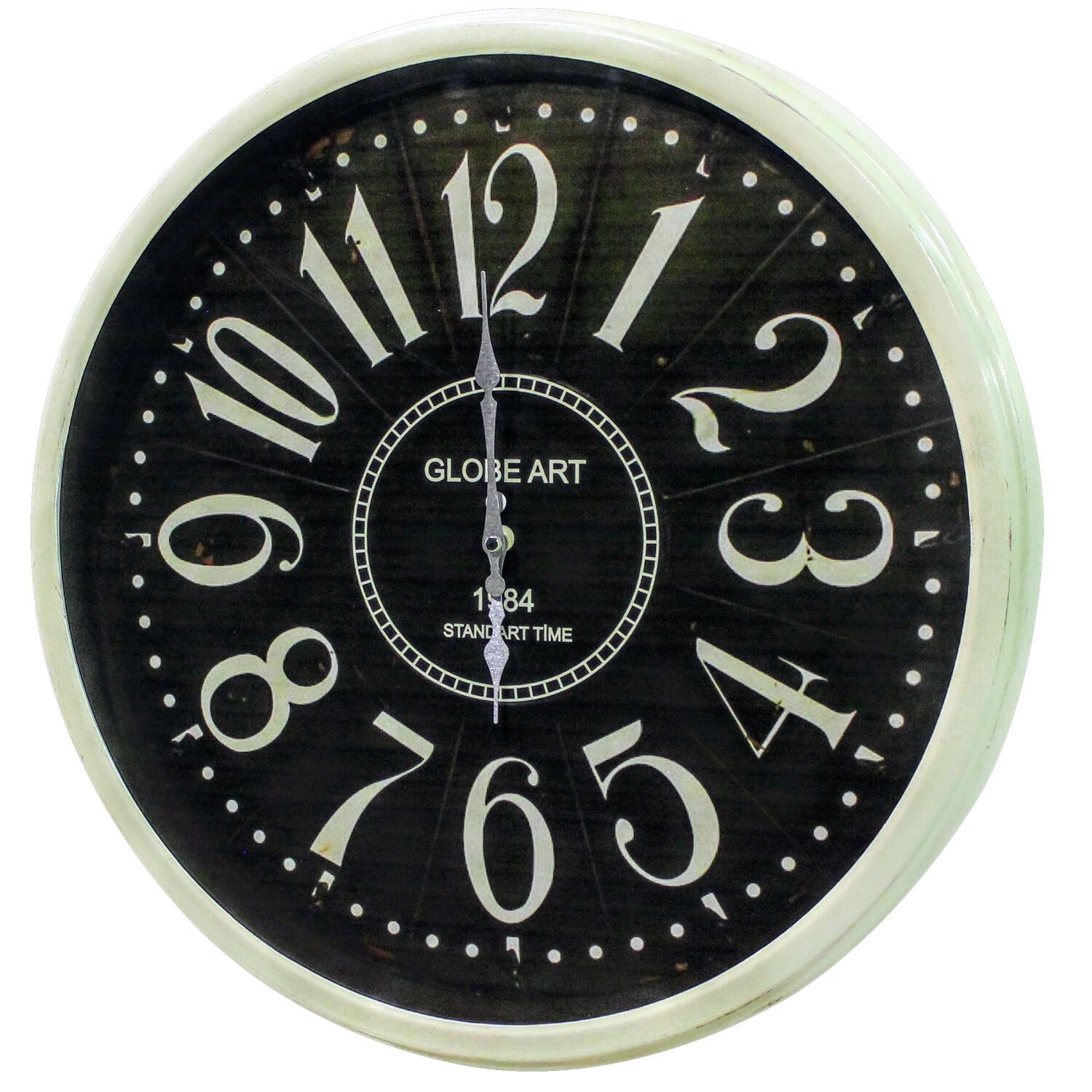 Duvar Saati, Art Stil, Rakamlı, Krem Renk - İçi Siyah, 60 cm