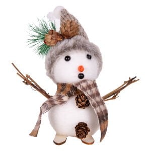 Yılbaşı Süsü, Kardan Adam, Kayak Yapan, Kahverengi-Beyaz - 17x4x17 cm