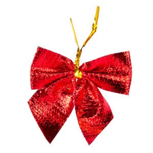 Yılbaşı Süsü Askılı Fiyonk 12'li Paket Kırmızı 5,5x5,5 Cm.