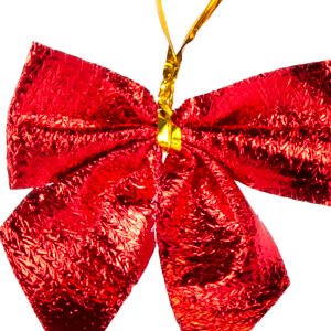 Yılbaşı Süsü Askılı Fiyonk 12'li Paket Kırmızı 5,5x5,5 Cm.