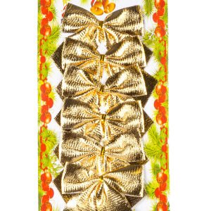 Yılbaşı Süsü Askılı Fiyonk 6'lı Paket Dore 9x8 Cm.