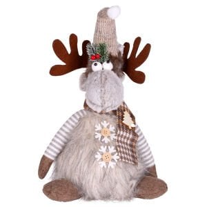 Yılbaşı Süsü, Geyik Figürü, Işıklı, Gri - 22x14x48 cm