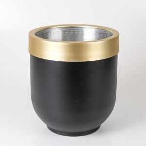 Alüminyum Çemberli Davul Saksı Siyah-Gold 30X35 Cm.