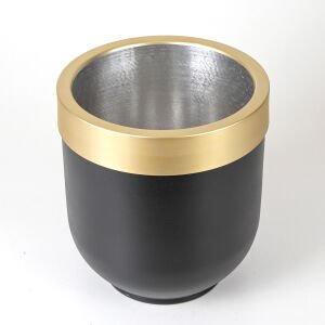 Alüminyum Çemberli Davul Saksı Siyah-Gold 30X35 Cm.