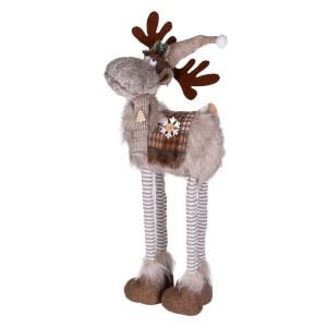 Yılbaşı Süsü, Geyik Figürü, Işıklı, Teleskop Uzayan Bacaklı, Gri - 31x15x72 cm