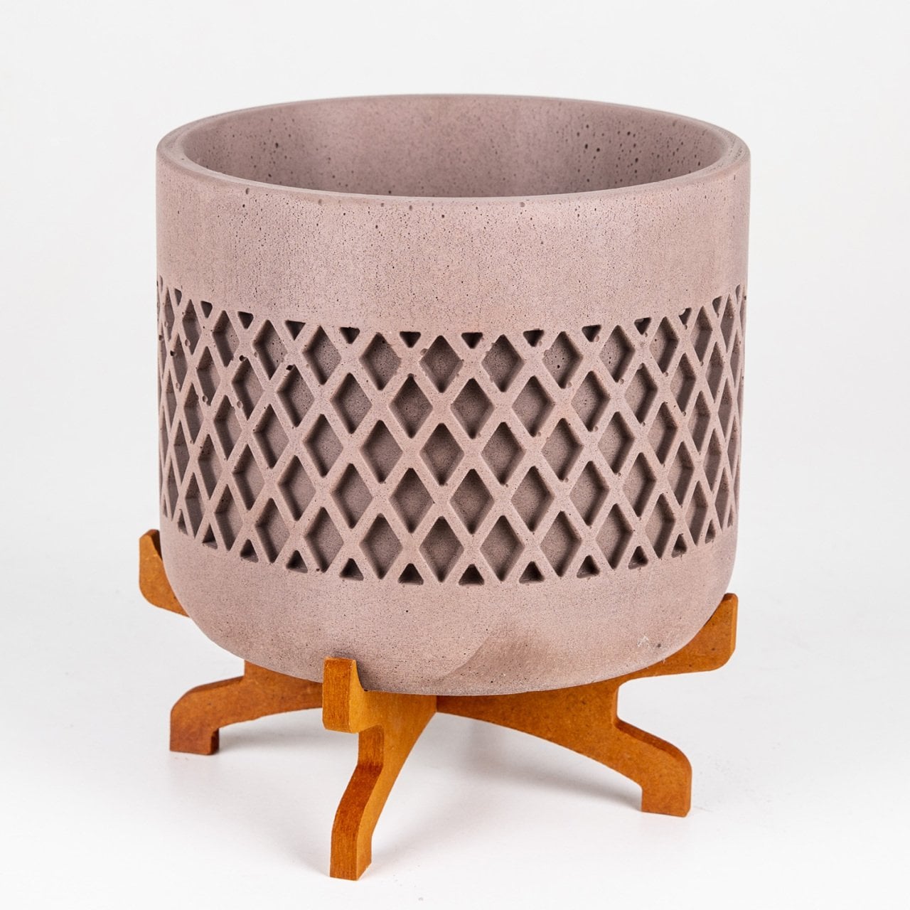 Veramaya Ayaklı Büyük Boy Hasır Desen Vizon Renk Beton Saksı 18x21 Cm