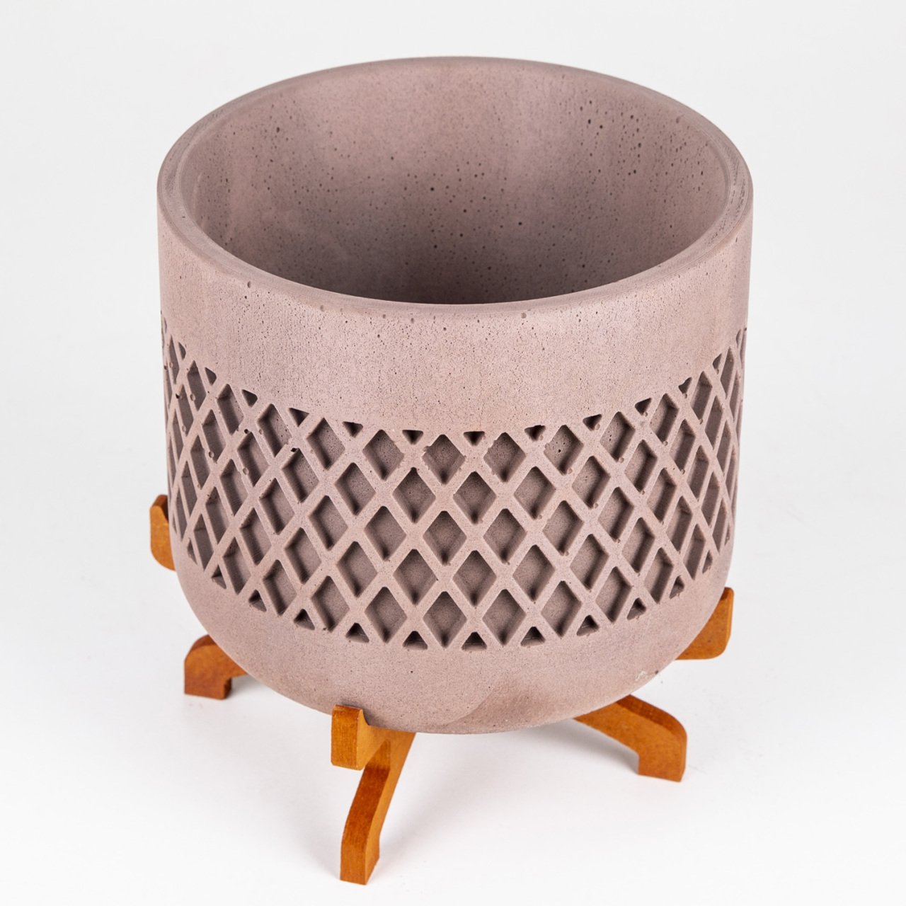 Veramaya Ayaklı Büyük Boy Hasır Desen Vizon Renk Beton Saksı 18x21 Cm