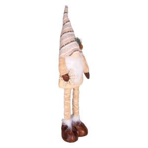 Yılbaşı Süsü Noel Baba Figürü Teleskop Uzayan Bacaklı Krem-Kahverengi 21x15x83 Cm.