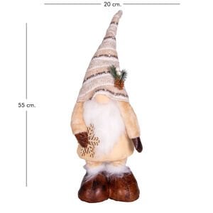 Yılbaşı Süsü Noel Baba Figürü Teleskop Uzayan Bacaklı Krem-Kahverengi 21x15x83 Cm.