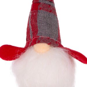 Yılbaşı Süsü Noel Baba Figürü Işıklı Kısa Kollu Kırmızı-Gri 7x17 Cm.