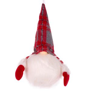 Yılbaşı Süsü Noel Baba Figürü Işıklı Uzun Kollu Kırmızı-Gri 9x22 Cm.