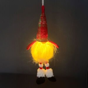 Yılbaşı Süsü Noel Baba Figürü Işıklı Kırmızı-Beyaz 8x27 Cm.