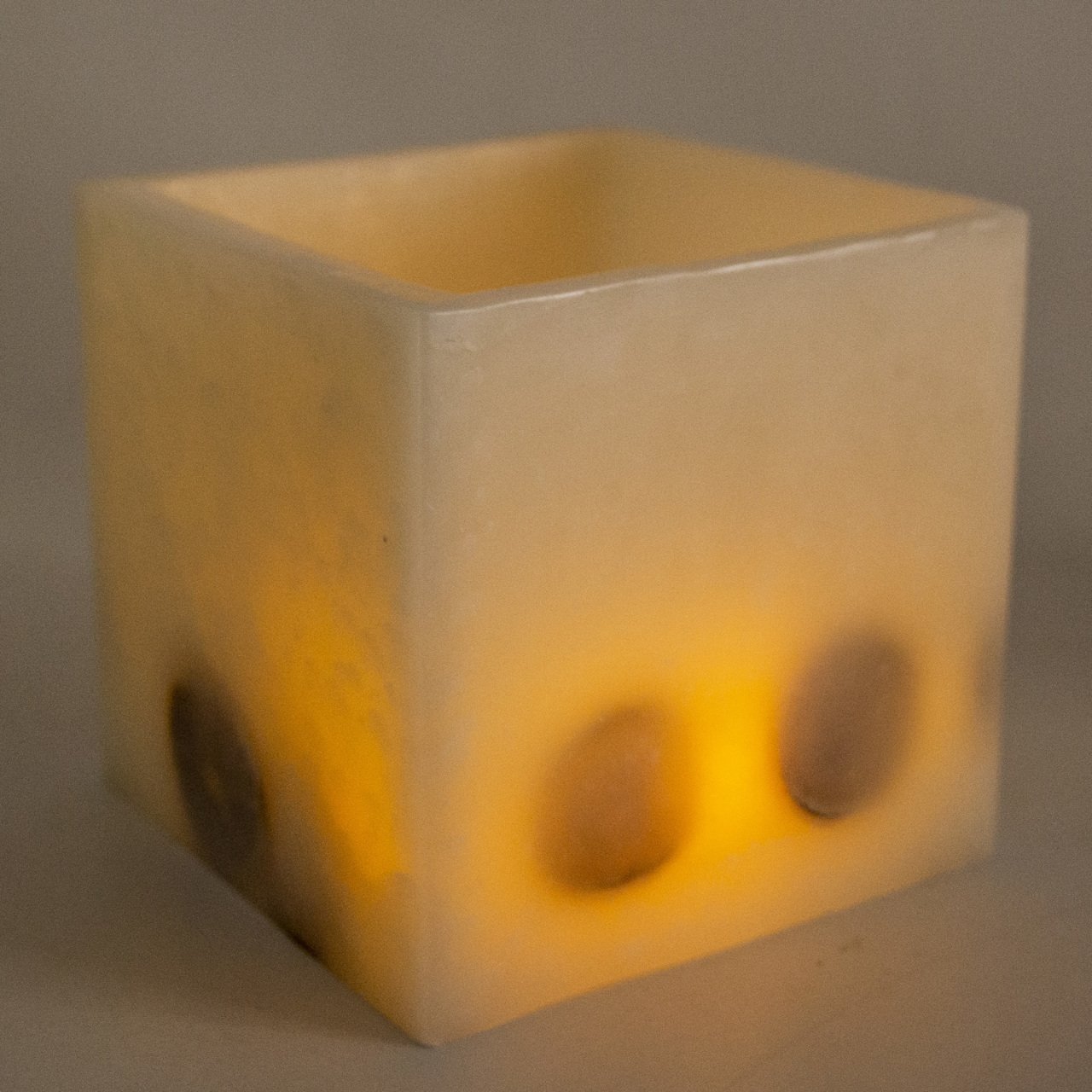 Veramaya Portakal Meyveli Küp Fener Mum Krem Renk 20x20cm